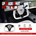 White Leather Yoke Steering Wheel for Tesla Model 3/Y No
