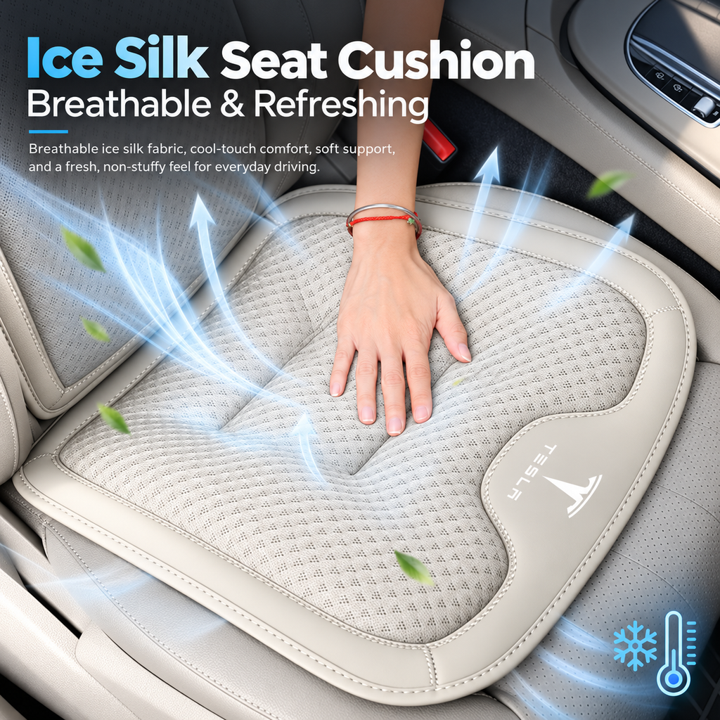Tesla Model 3/Y/S/X/YL Cooling Ice Silk Seat Cushions – Breathable All-Season