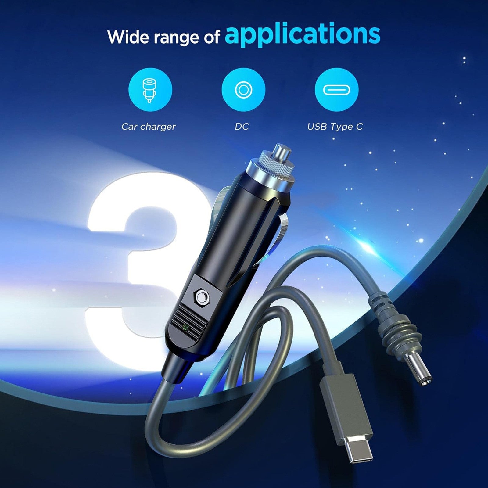 3-in-1 Car Charging Power Cable for Starlink Mini - Teskay