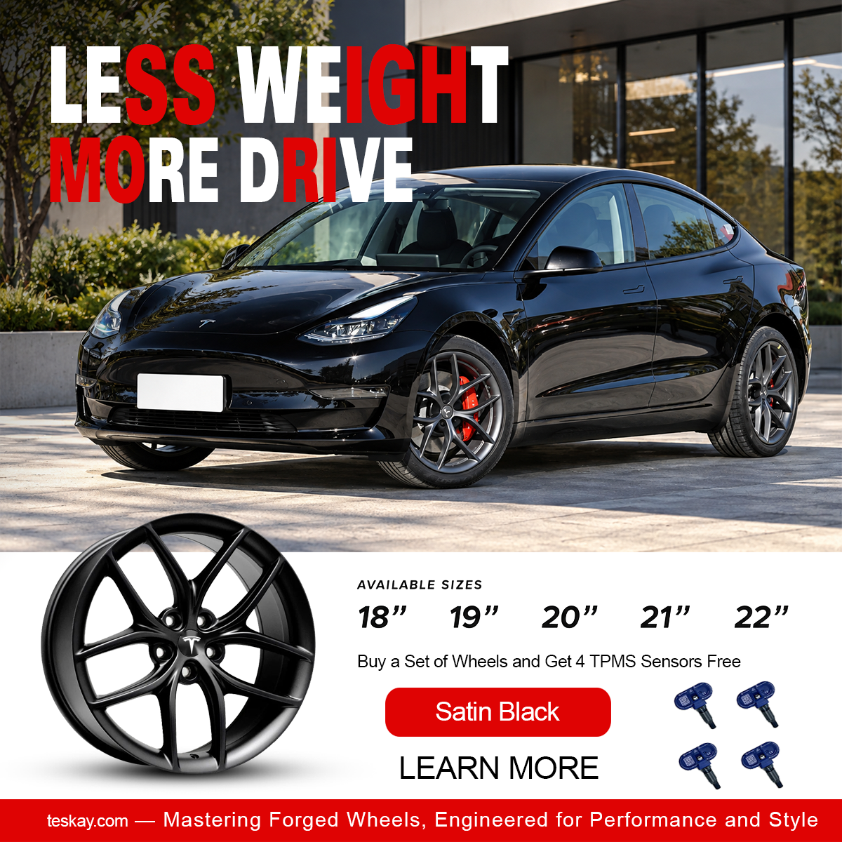 Forged Zero G Wheels for Tesla Model 3/Y/S/X Satin Black