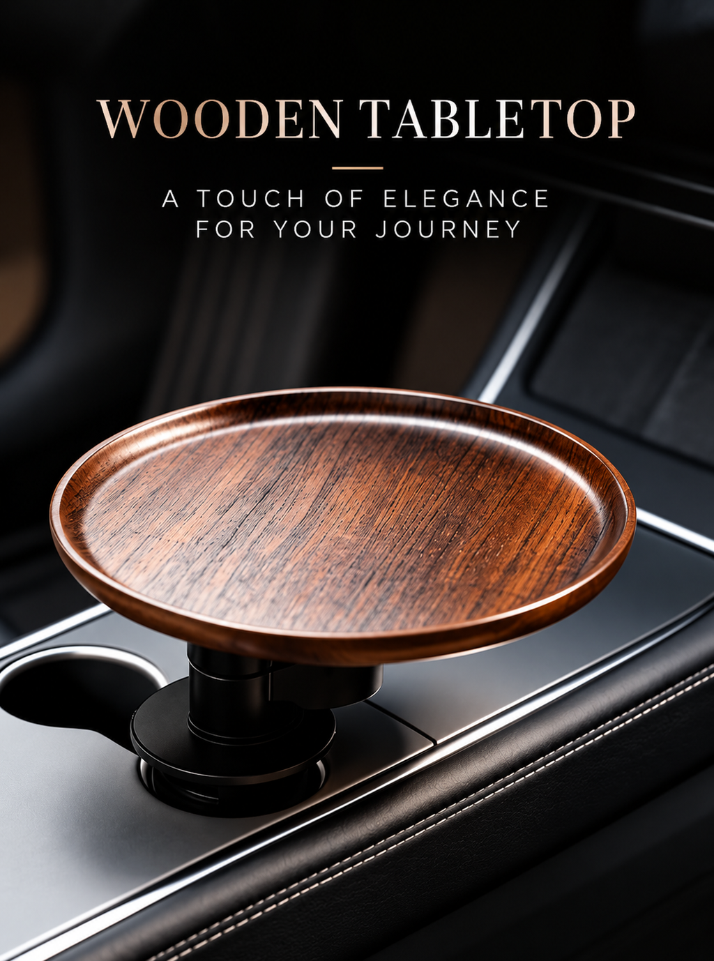 Solid Wood Floating Table for Tesla's Front and Rear Cup Holders 6.5cm – 10cm 2.56in – 3.94 inches Tray Table