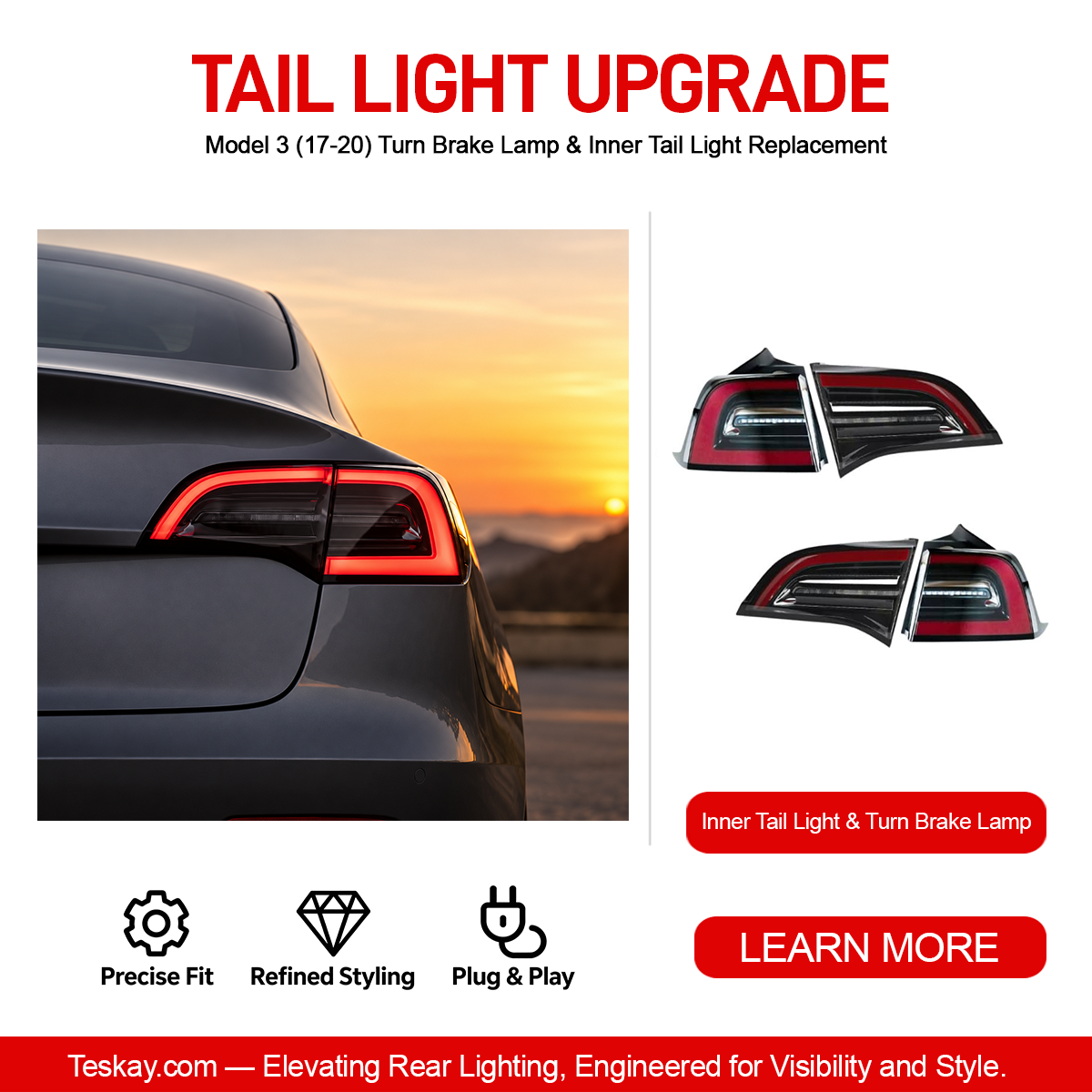 Model 3 (17-20) Turn Brake Lamp & Inner Tail Light Replacement Turn Brake Lamp & Inner Tail Light Pair