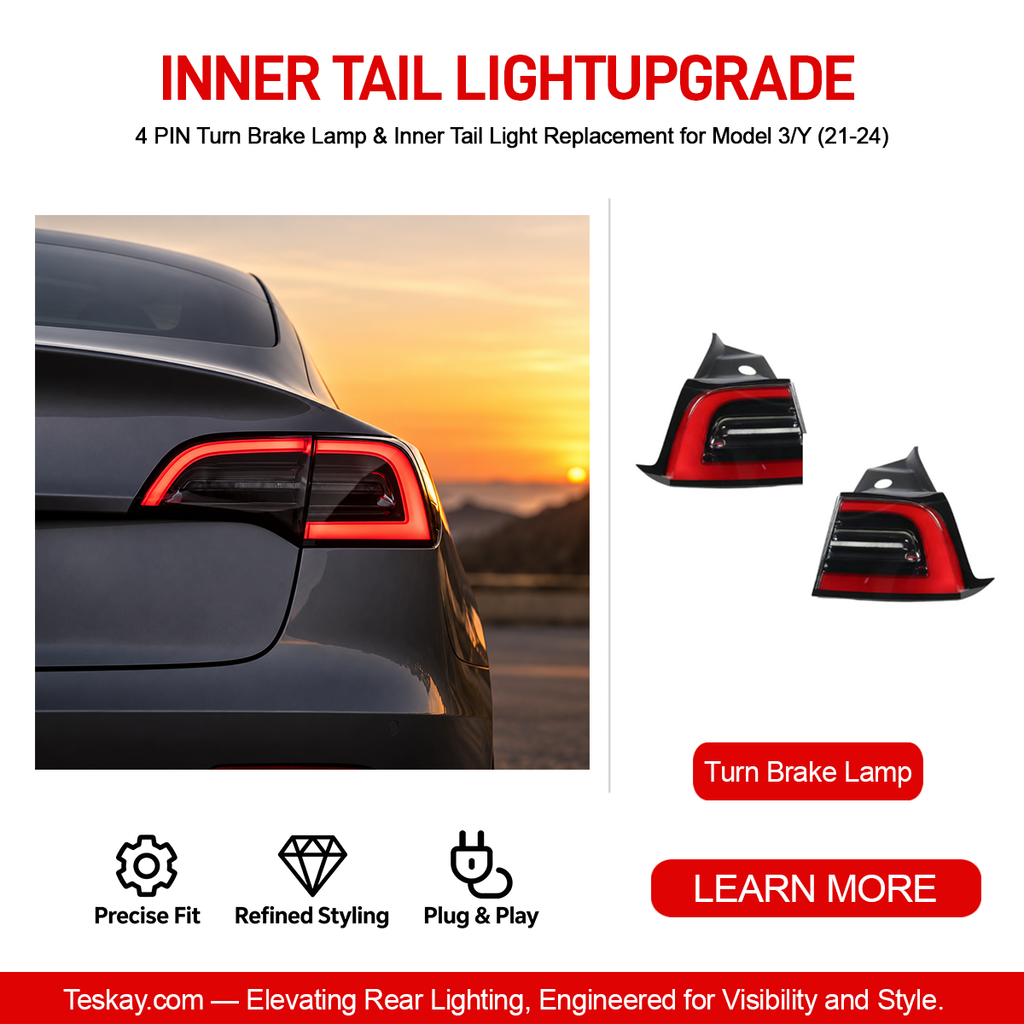 4 PIN Turn Brake Lamp & Inner Tail Light Replacement for Model 3/Y (21-24) Turn Brake Lamp Pair