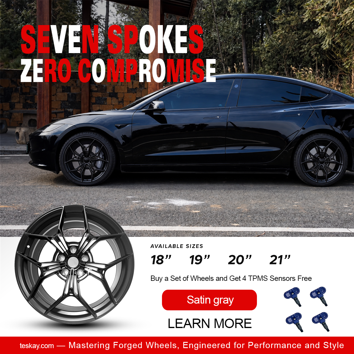 Forged Wheels for Tesla Model 3/Y【Style 2(Set of 4)】 Satin gray
