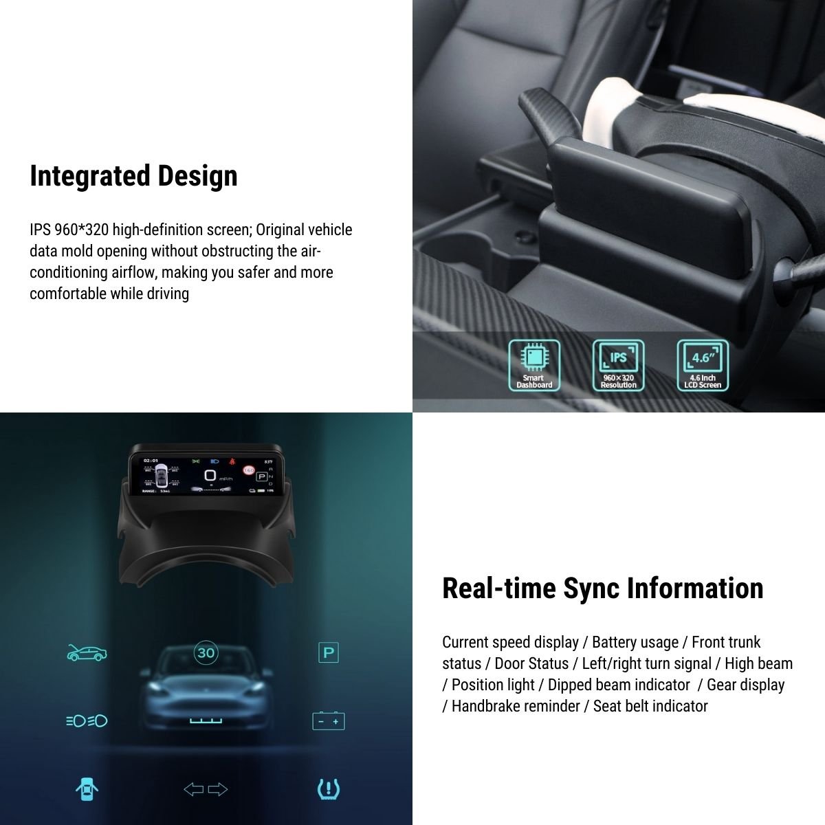 4.6'' Mini Display Screen for Tesla Model 3 / Y - Teskay
