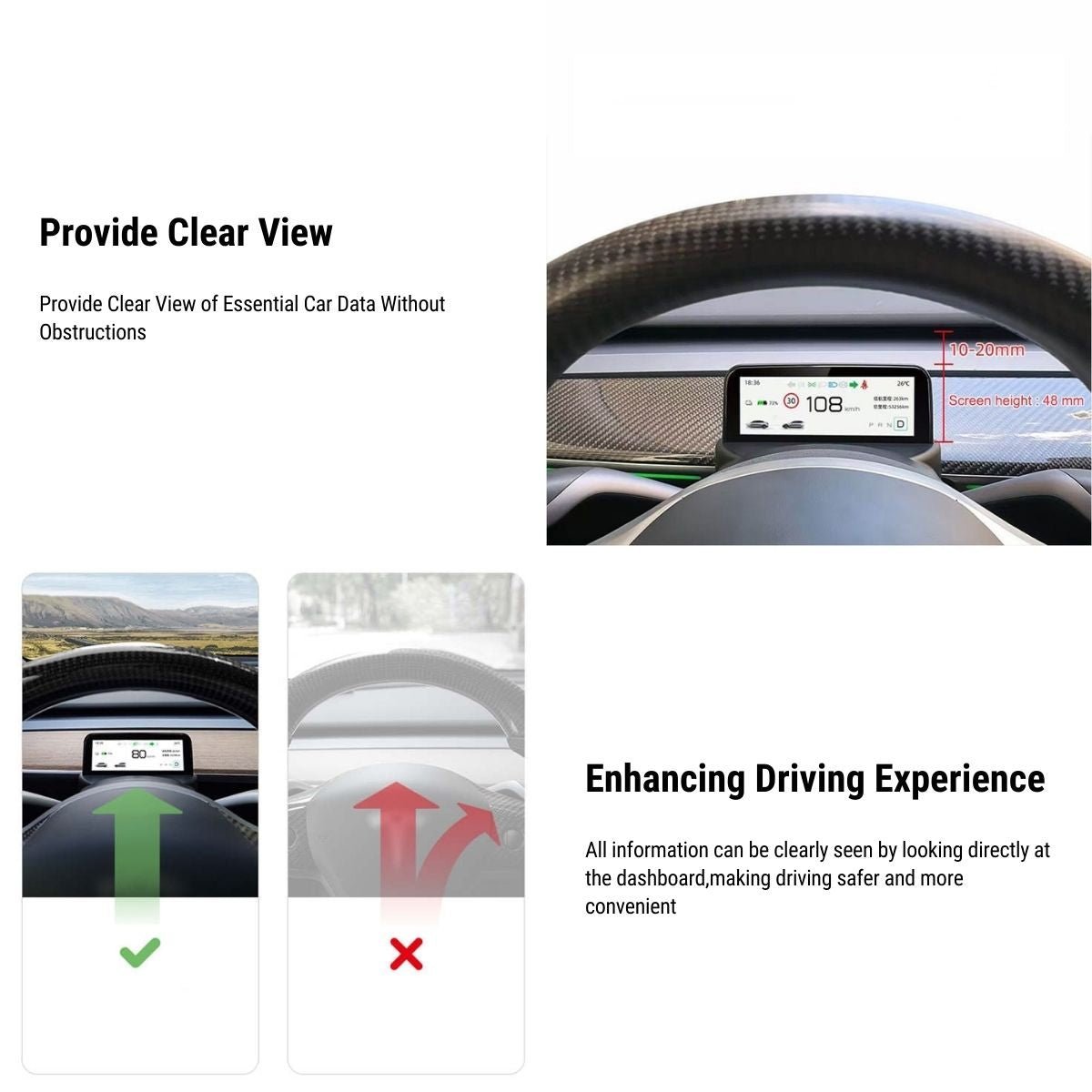 4.6'' Mini Display Screen for Tesla Model 3 / Y - Teskay