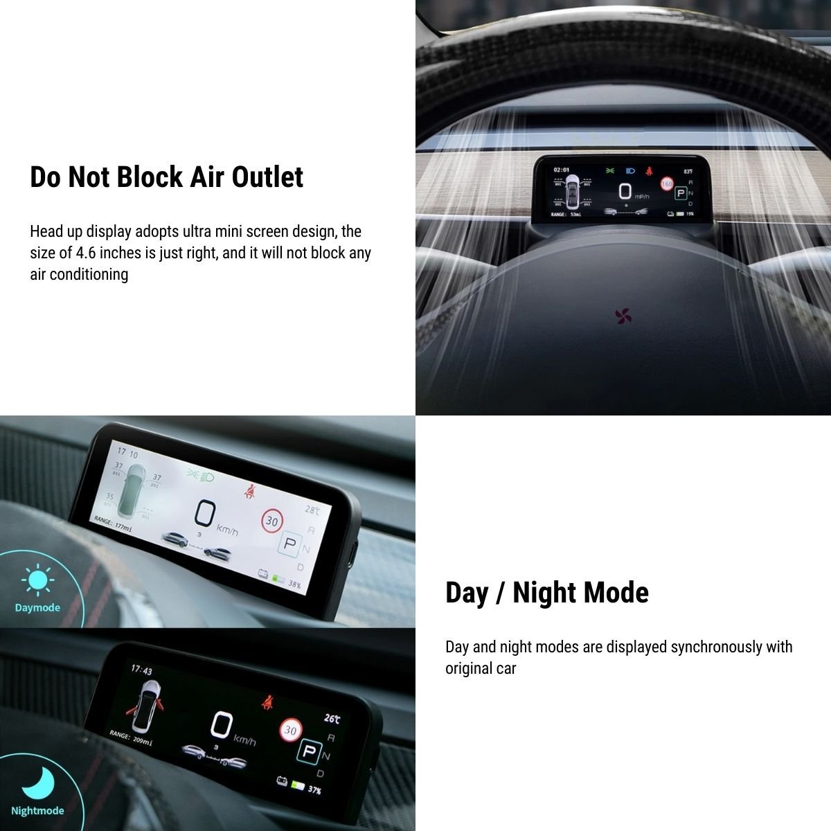 4.6'' Mini Display Screen for Tesla Model 3 / Y - Teskay