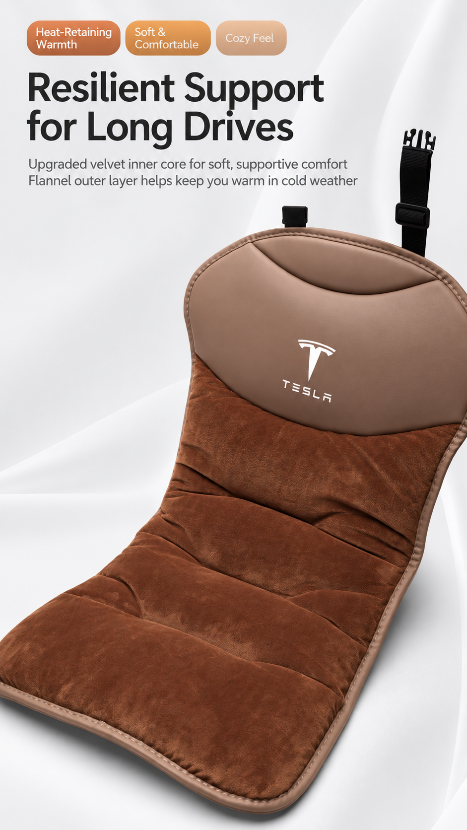 Winter Warm Flannel Seat Cushions & Backrest Covers for Tesla Model 3/Y/YL/S/X – Soft, Comfortable & Non-Slip