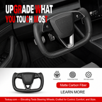 Carbon Fiber Heated Yoke Steering Wheel for Model 3 Highland / Model Y Juniper Matte Carbon Fiber