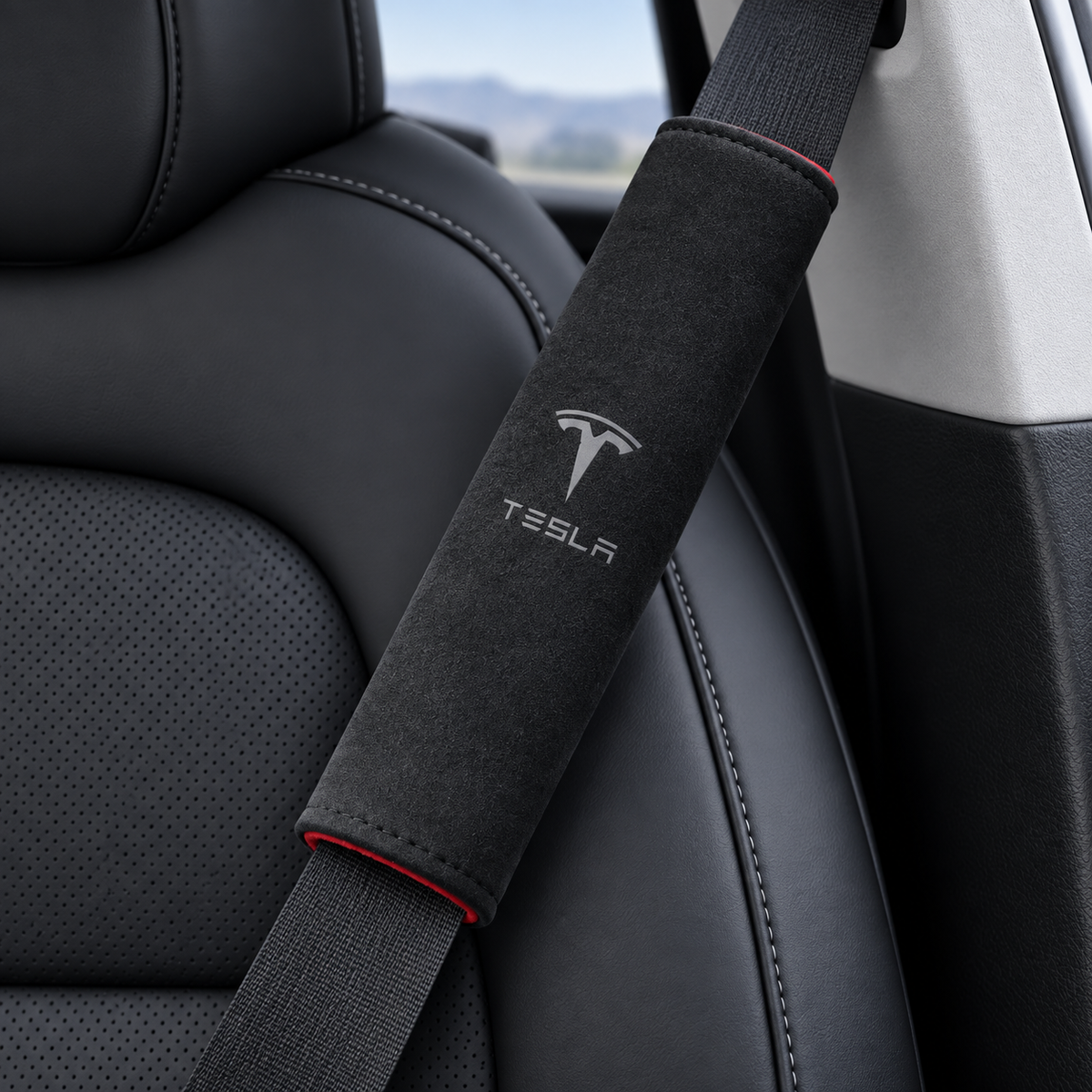Alcantara Seat Belt Covers for Tesla Model 3/Y/S/X 1 Pc