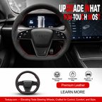Plaid Round Steering Wheel Replacement for Tesla Model S / X 2021-2025 Model S Premium Leather