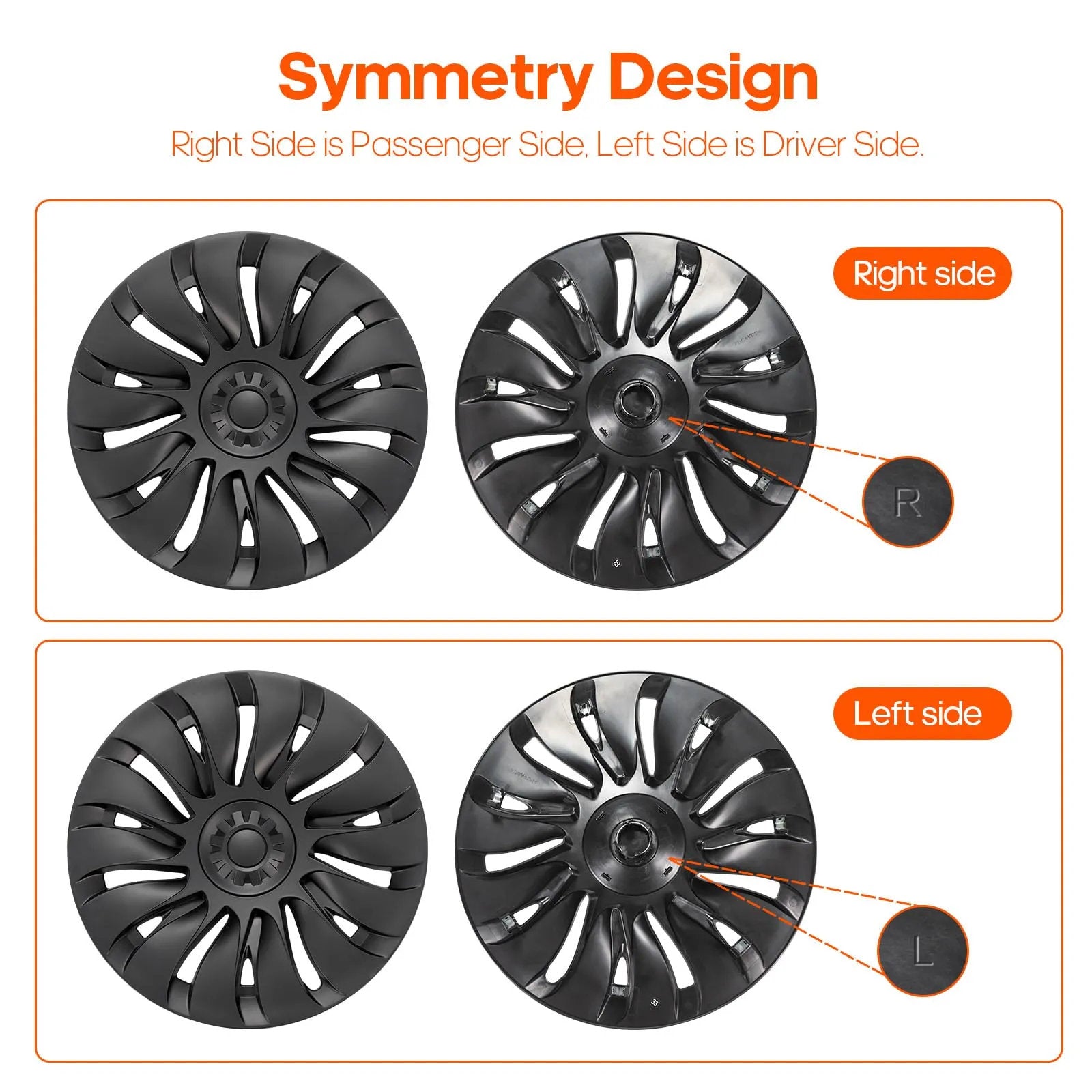4pcs Tesla Model Y Wheel Covers for 19-Inch Wheels