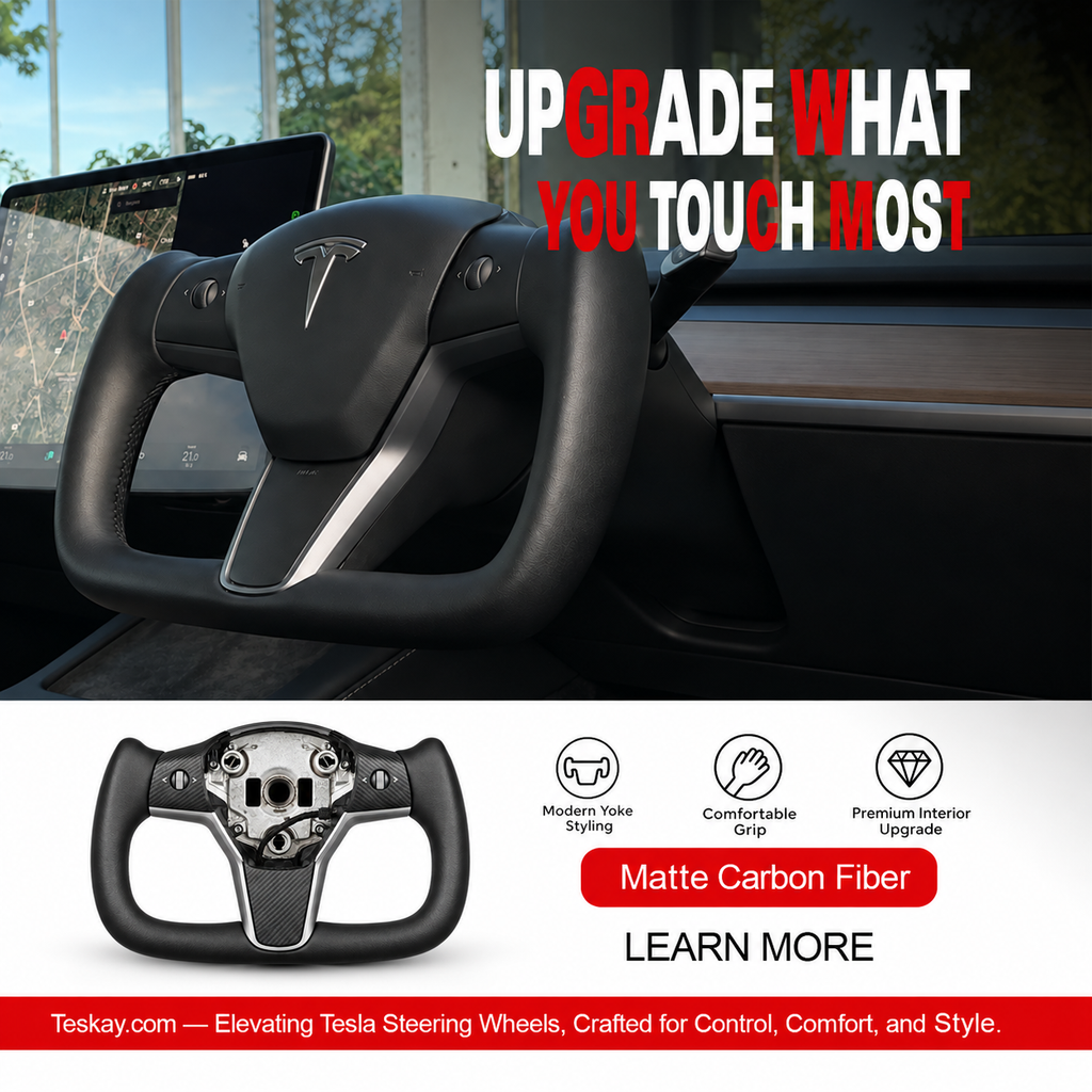 Yoke Steering Wheel for Tesla Model 3 / Y Matte Carbon Fiber