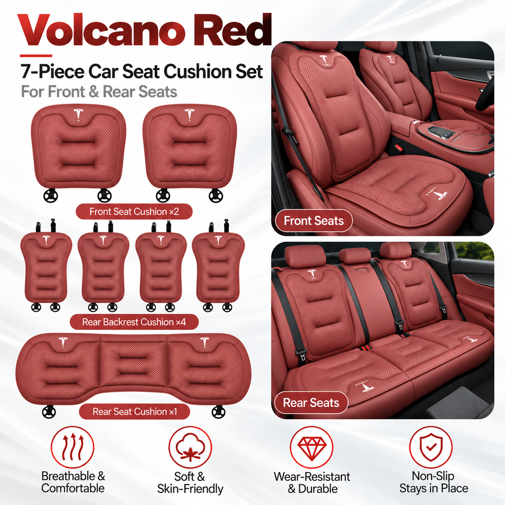 Tesla Model 3/Y/S/X/YL Cooling Ice Silk Seat Cushions – Breathable All-Season