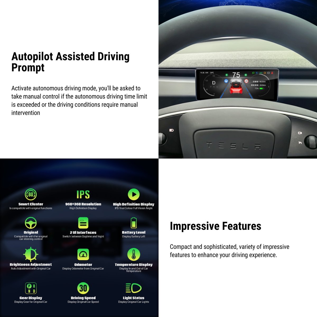 6.2'' Dashboard Screen Display for Tesla Model 3 / Model Y - Teskay