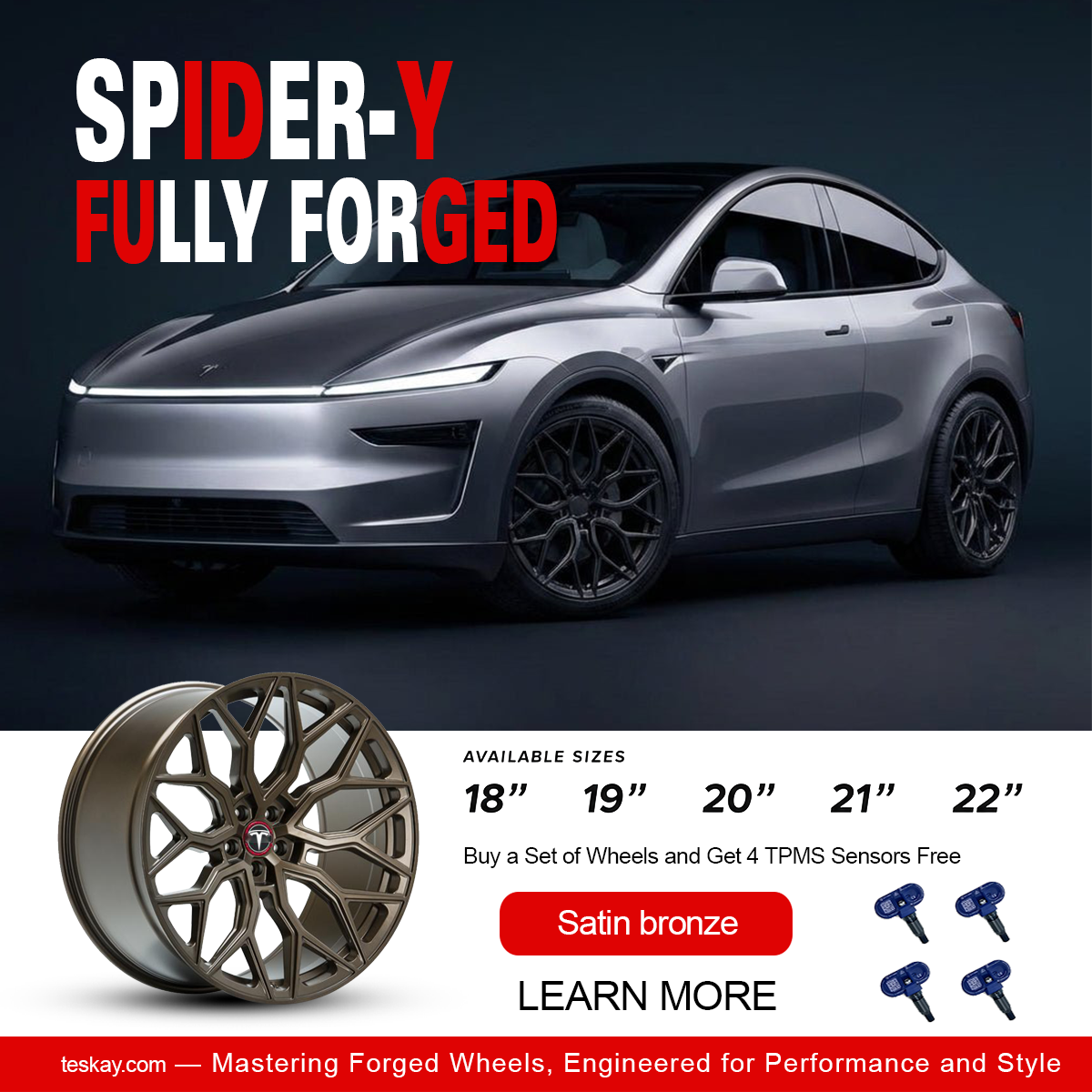 Forged Wheels for Retrofitting Tesla【Style 8(Set of 4)】 Satin bronze