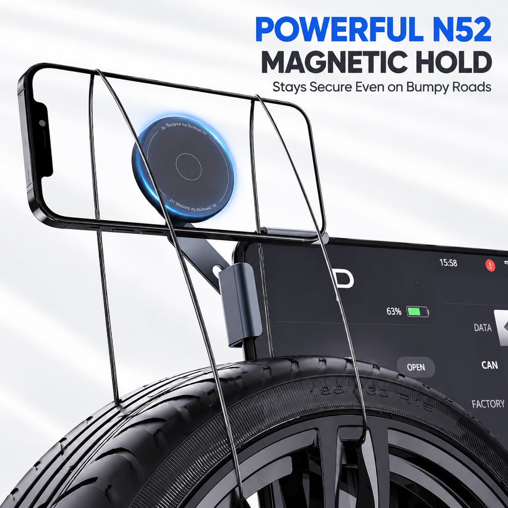Magnetic Phone Mount for Tesla – 360° Adjustable Screen-Mounted Holder