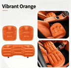 Winter Warm Flannel Seat Cushions & Backrest Covers for Tesla Model 3/Y/YL/S/X – Soft, Comfortable & Non-Slip orange Front and rear 3-piece set