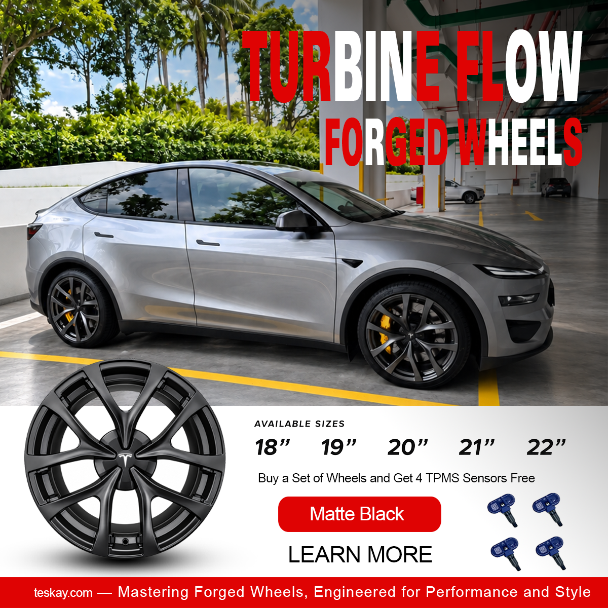 Turbine Flow Forged Wheels for Tesla（4pcs） Matte Black