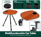 360° Rotating Floating Tray Table for Tesla Model 3/Y/S/X Orange food-grade silicone version