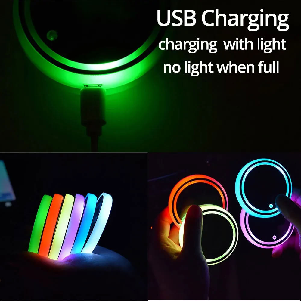 7 Colors LED Car Cup Holder for Tesla Model S/3/X/Y (2/4 Pcs)