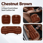 Winter Warm Flannel Seat Cushions & Backrest Covers for Tesla Model 3/Y/YL/S/X – Soft, Comfortable & Non-Slip brown Front and rear 3-piece set