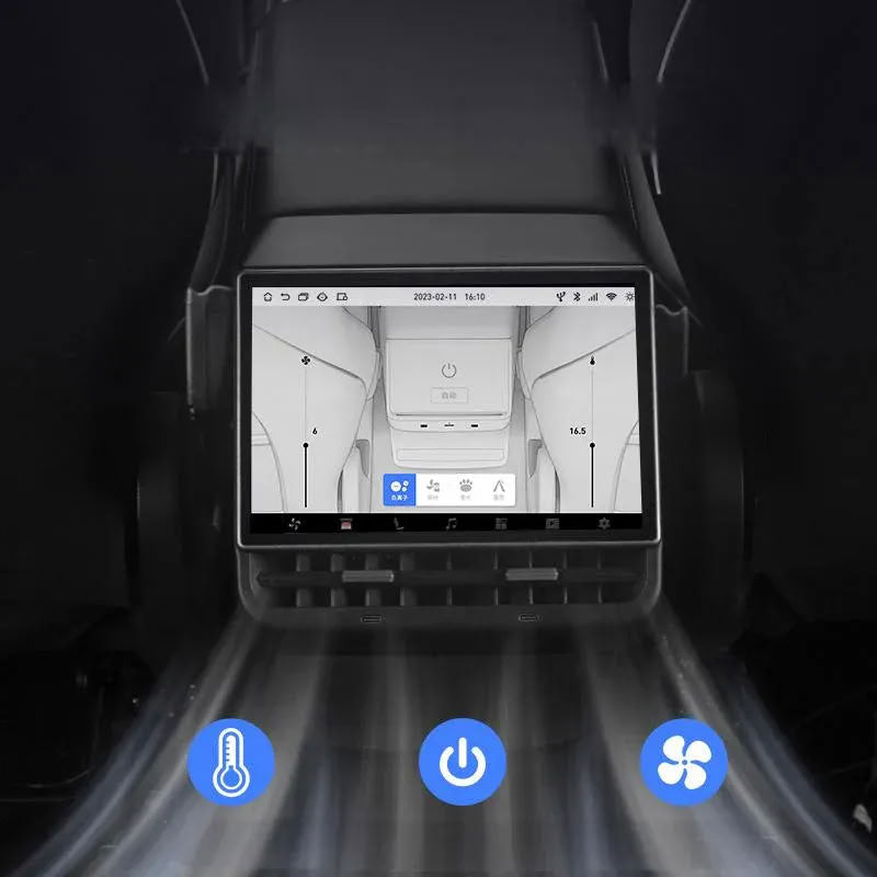 8.66-Inch Android Rear Entertainment Screen for Tesla Model 3/Y – HD Display, Rear Comfort Controls & Built-In Air Purifier