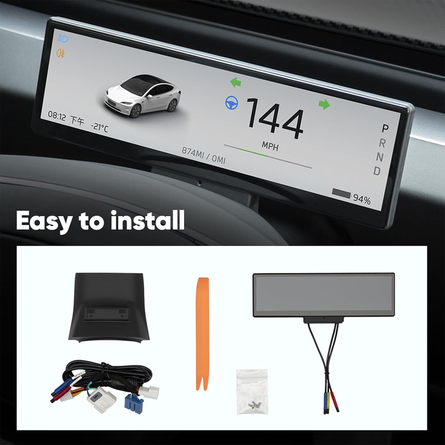 8.8 Inch Touch Screen Instrument Cluster Dashboard Display for Tesla Model 3 / Y - Teskay