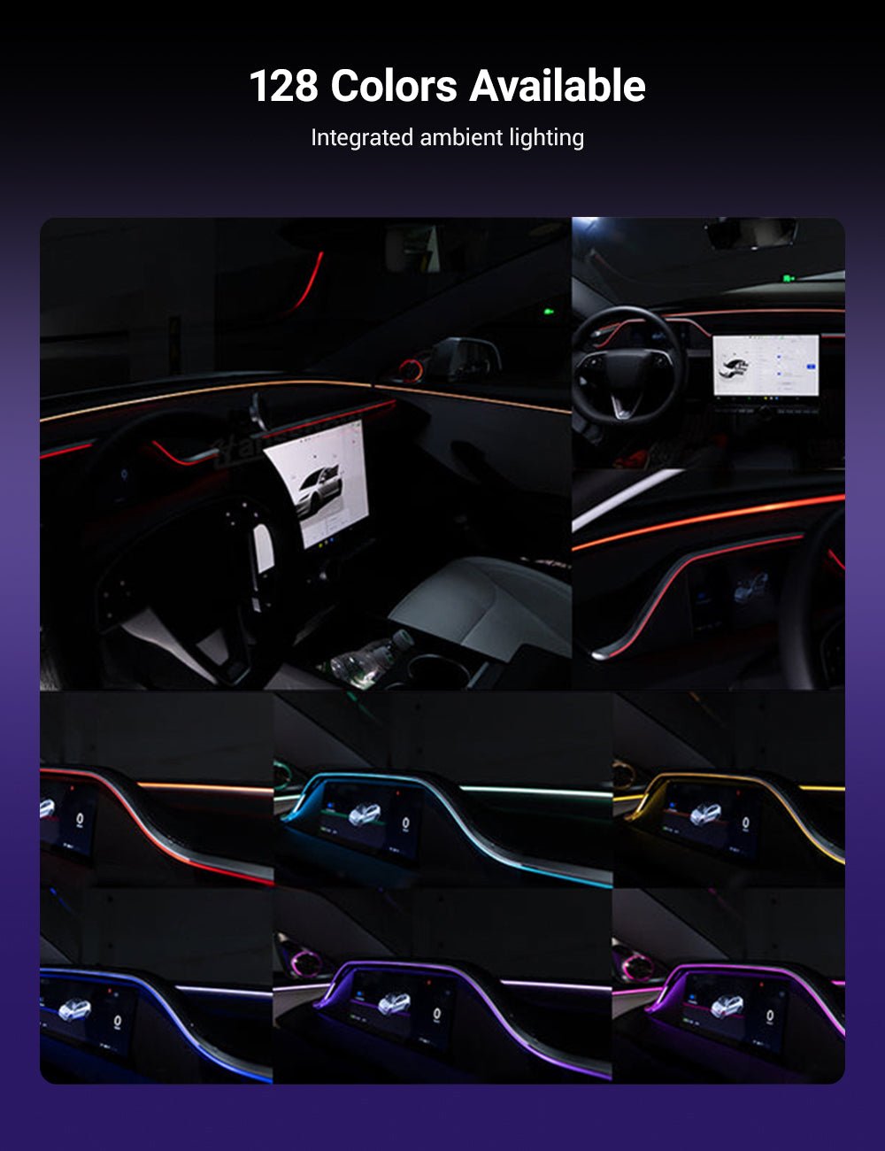 8.9'' Integrated Dashboard Display with Ambient Lighting for Tesla Model 3 / Y - Teskay