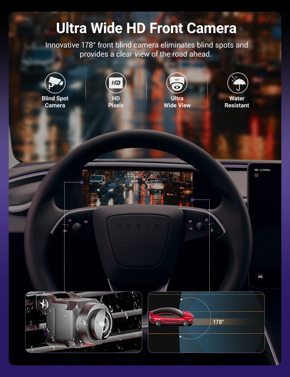 8.9'' Integrated Dashboard Display with Ambient Lighting for Tesla Model 3 / Y - Teskay