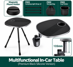 360° Rotating Floating Tray Table for Tesla Model 3/Y/S/X Carbon black food-grade silicone