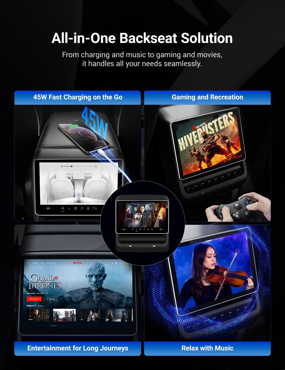8 Inch 4G Android Rear Entertainment Screen Display for Tesla Model Y / 3 - Teskay