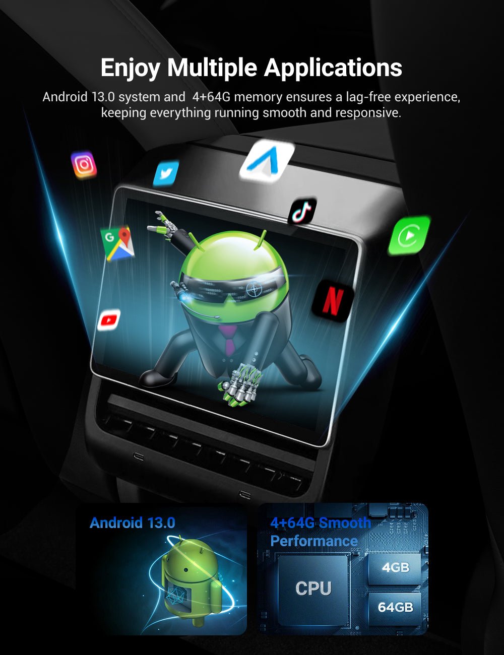 8 Inch 4G Android Rear Entertainment Screen Display for Tesla Model Y / 3 - Teskay