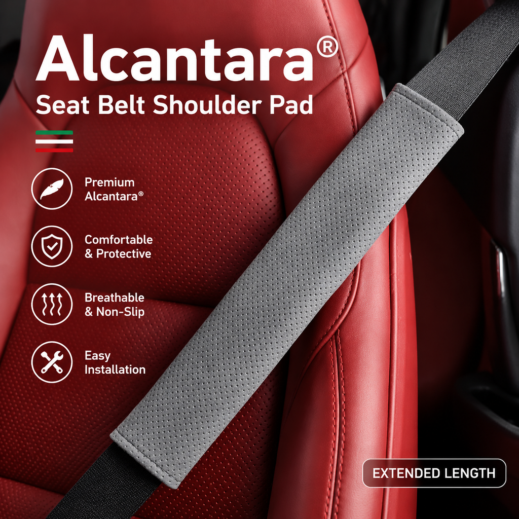Alcantara-Style Suede Seat Belt Shoulder Pads – Breathable
