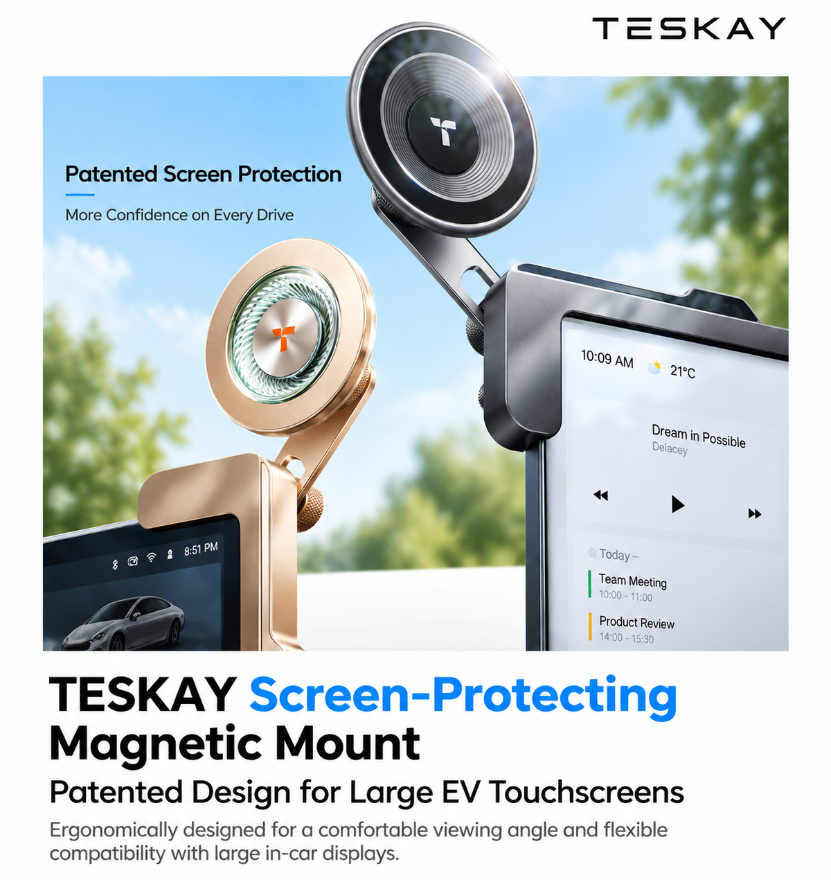 TESKAY Screen-Edge Phone Mount for Tesla