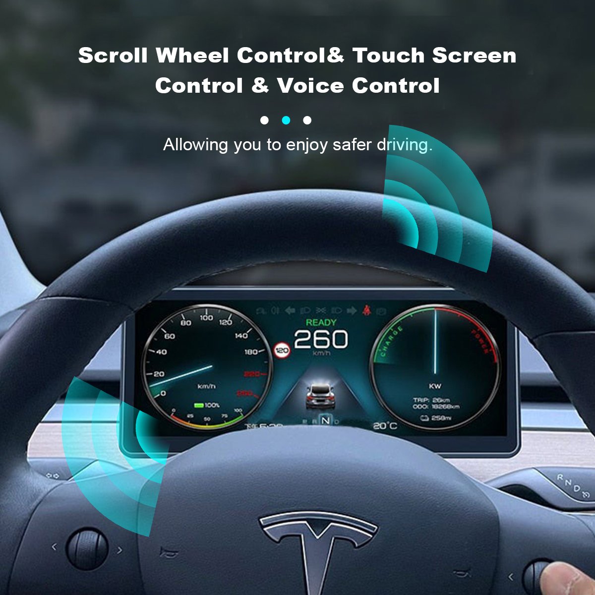 9‘’ Carplay Instrument Dashboard Screen Display for Tesla Model 3 / Y - Teskay