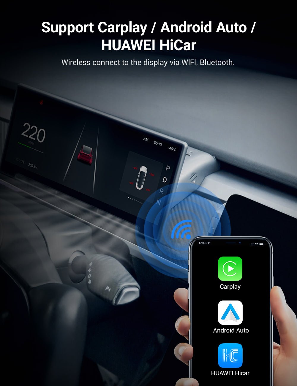 9 Inch Screen Dashboard Display With Carplay & Android Auto for Tesla Model 3 / Model Y - Teskay