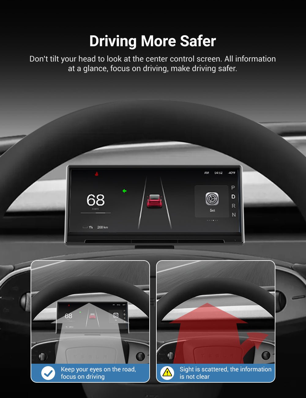 9 Inch Screen Dashboard Display With Carplay & Android Auto for Tesla Model 3 / Model Y - Teskay