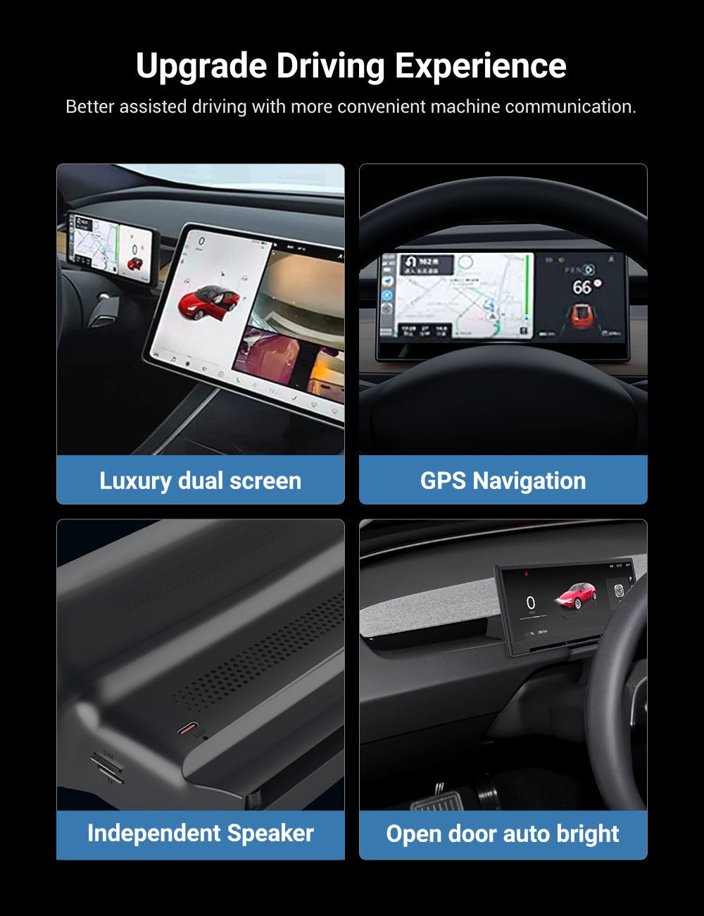 9 Inch Screen Dashboard Display With Carplay & Android Auto for Tesla Model 3 / Model Y - Teskay