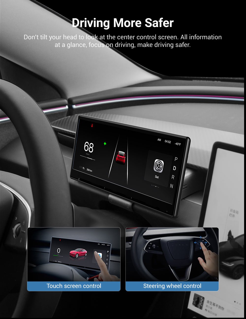 9 Inch Screen Dashboard Display With Carplay & Android Auto for Tesla Model 3 / Model Y - Teskay