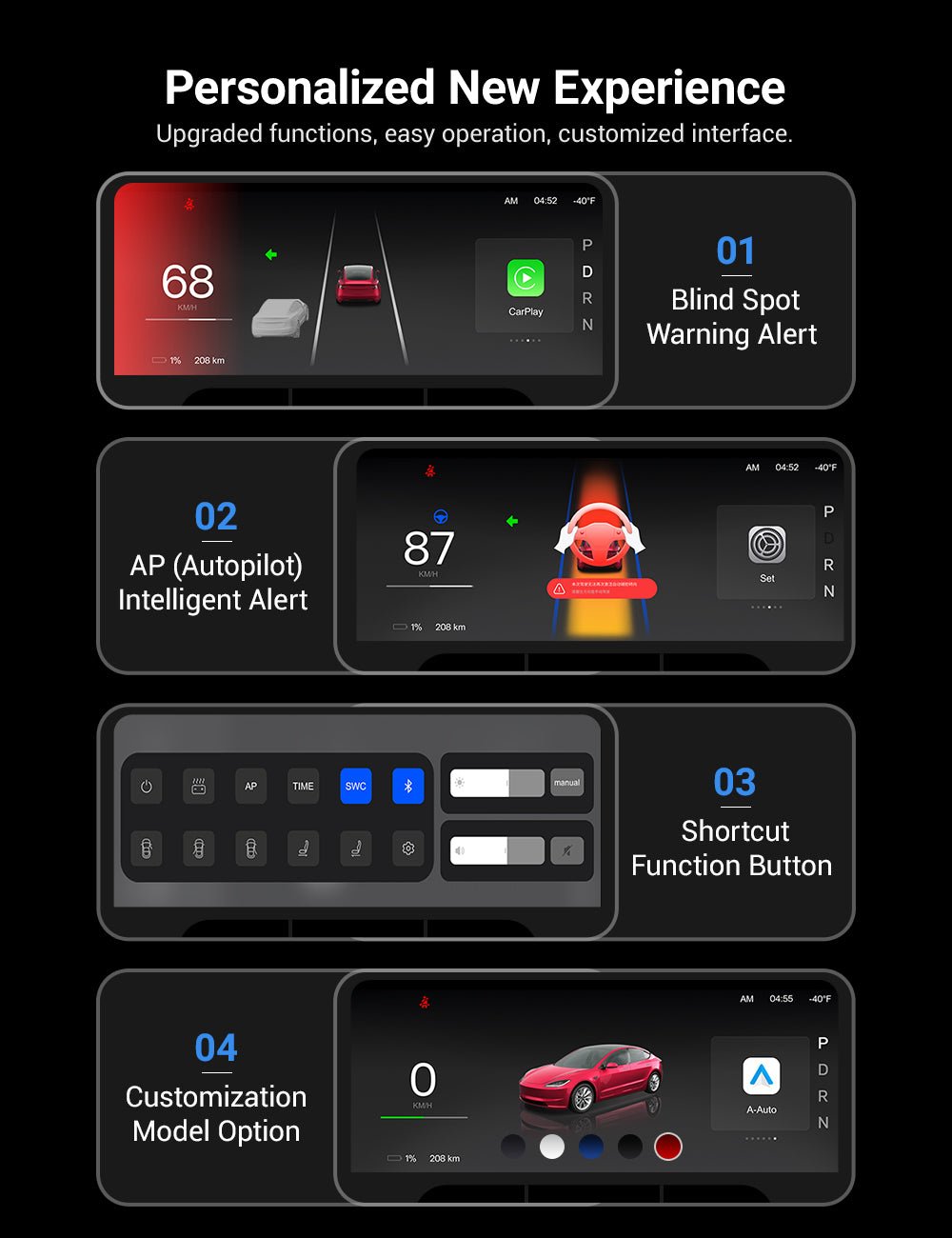 9 Inch Screen Dashboard Display With Carplay & Android Auto for Tesla Model 3 / Model Y - Teskay