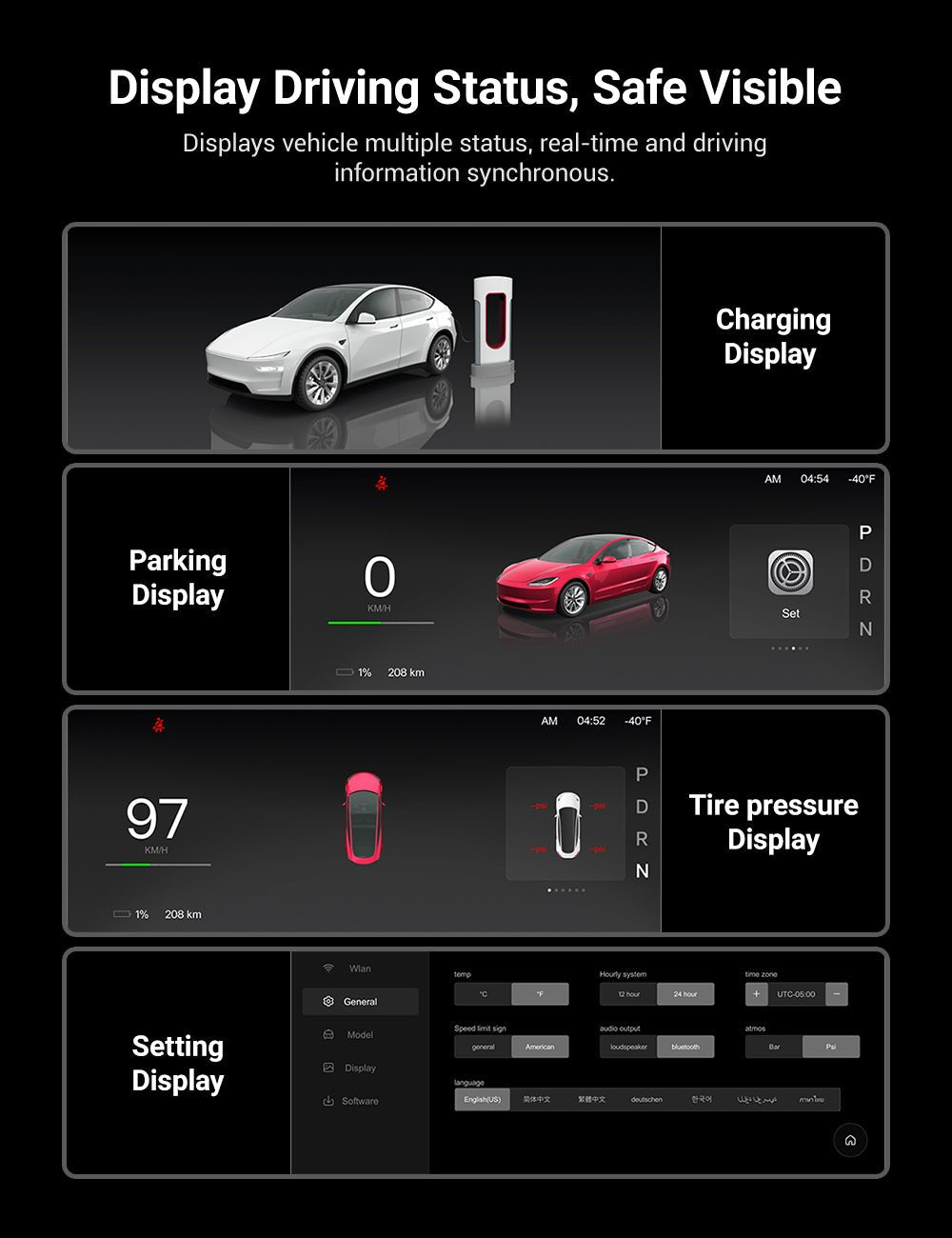 9 Inch Screen Dashboard Display With Carplay & Android Auto for Tesla Model 3 / Model Y - Teskay