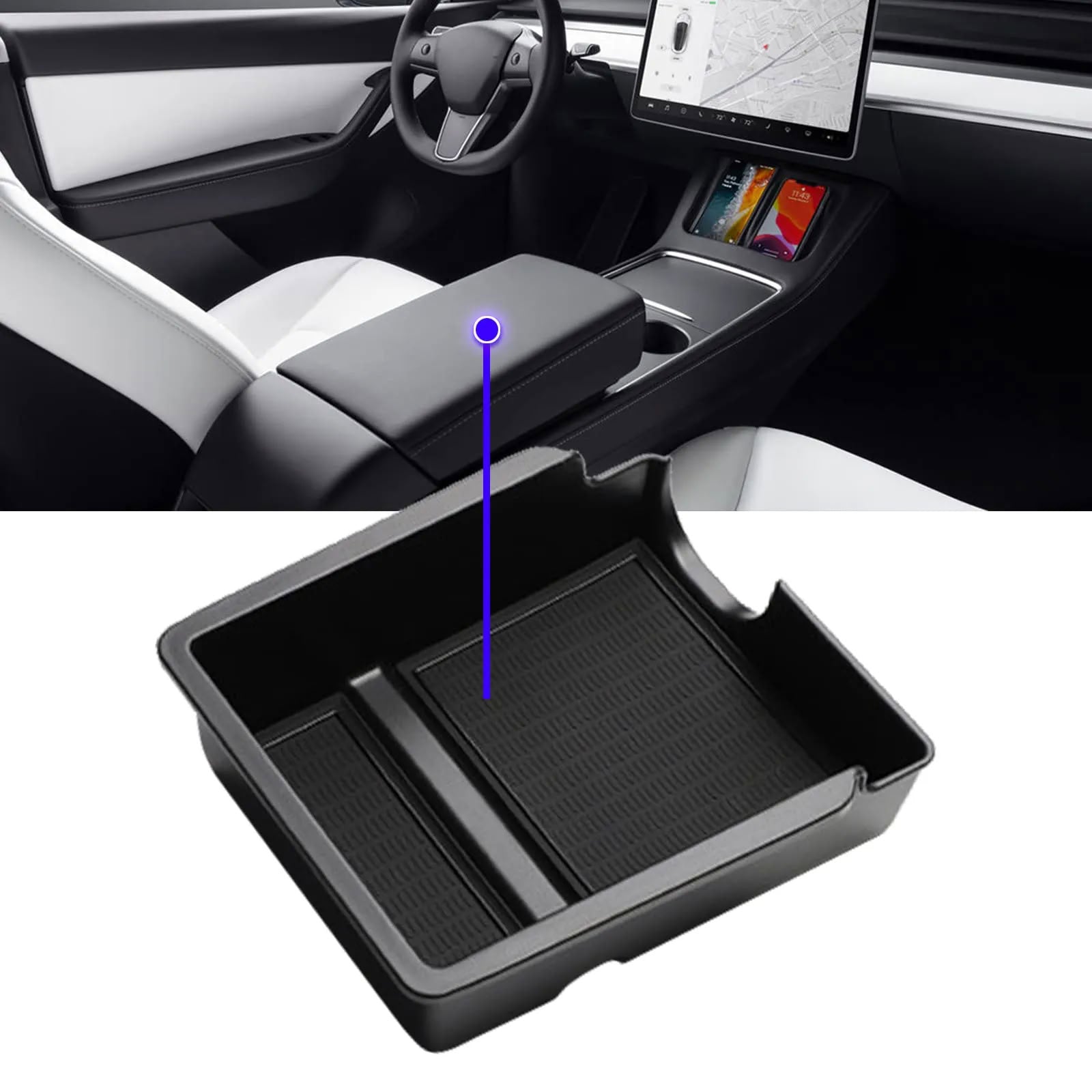 Armrest Box Storage Box For Tesla Model 3/Y（2021-2023）