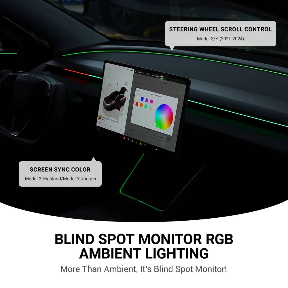 Dashboard RGB Lights with Integrated BSD System for Model 3/Y