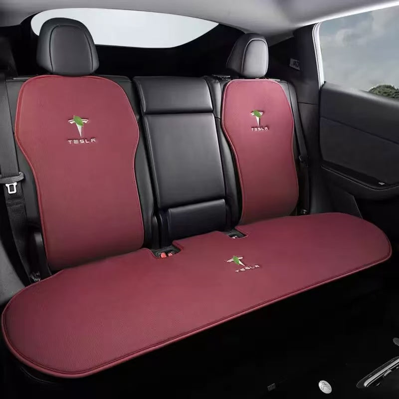 Breathable Cushion Seat Pad for Tesla Model 3/Y Red Rear 3-piece set