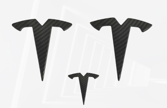 Bright Carbon Fiber Emblem Cover Sticker for Tesla Model 3 (2017-2023) / Y (2020-2024) 3-Piece Kit-Teskay