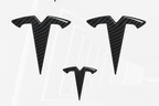 Bright Carbon Fiber Emblem Cover Sticker for Tesla Model 3 (2017-2023) / Y (2020-2024) 3-Piece Kit-Teskay