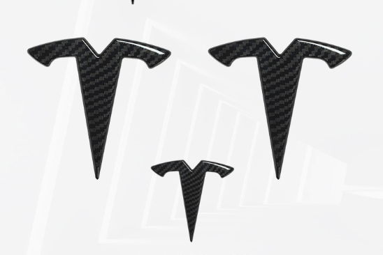 Bright Carbon Fiber Emblem Cover Sticker for Tesla Model 3 (2017-2023) / Y (2020-2024) 3-Piece Kit-Teskay