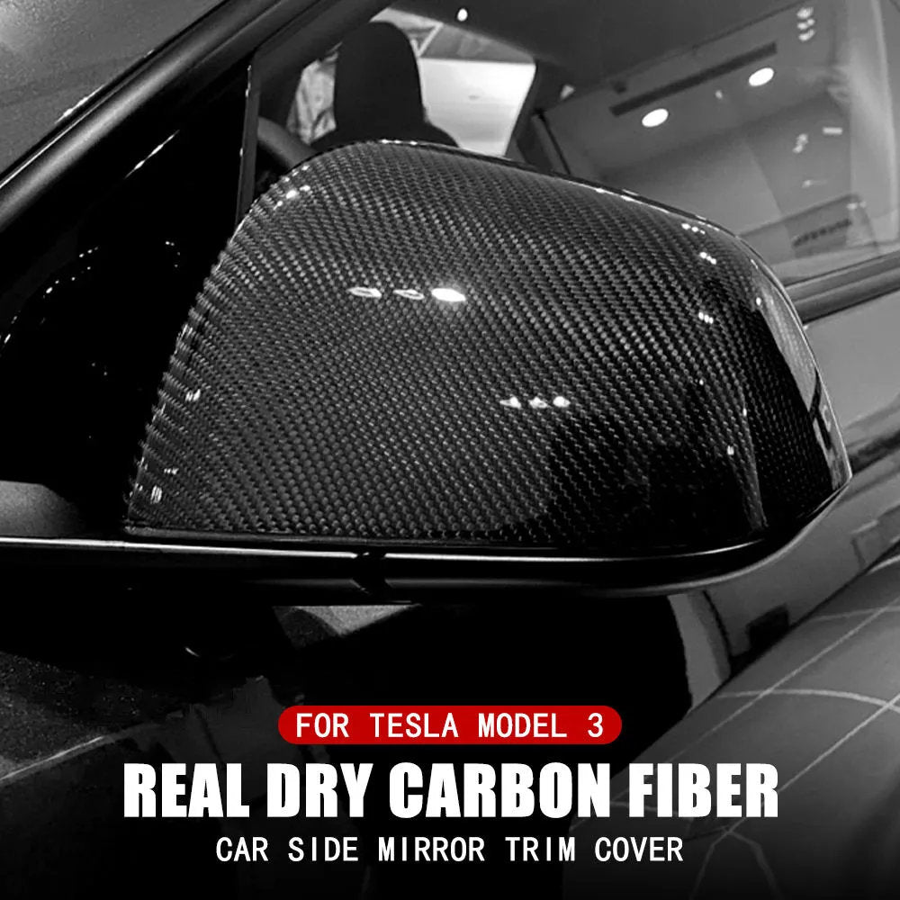 Carbon Fiber Side Mirror Covers (1 Pair) for Tesla Model 3 (2017-2023.10) / Model Y (2020-2024)