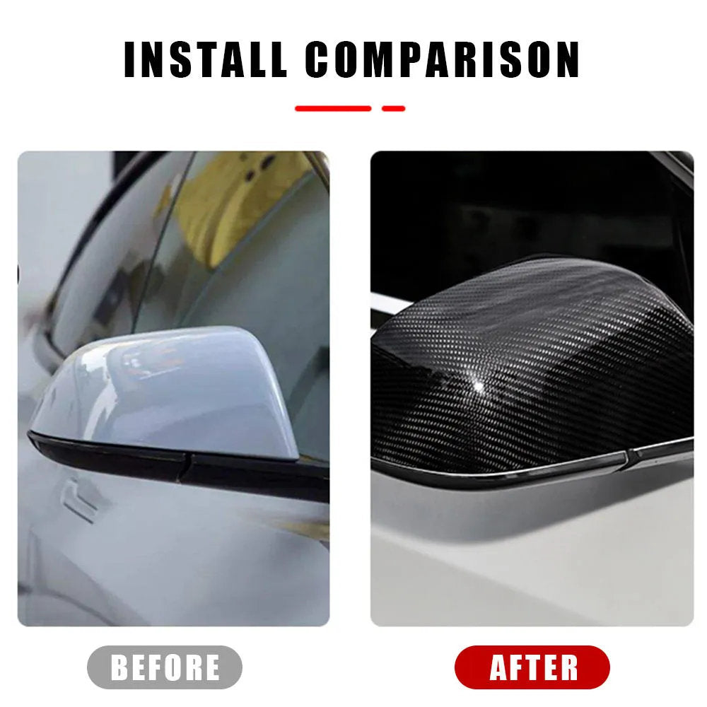 Carbon Fiber Side Mirror Covers (1 Pair) for Tesla Model 3 (2017-2023.10) / Model Y (2020-2024)